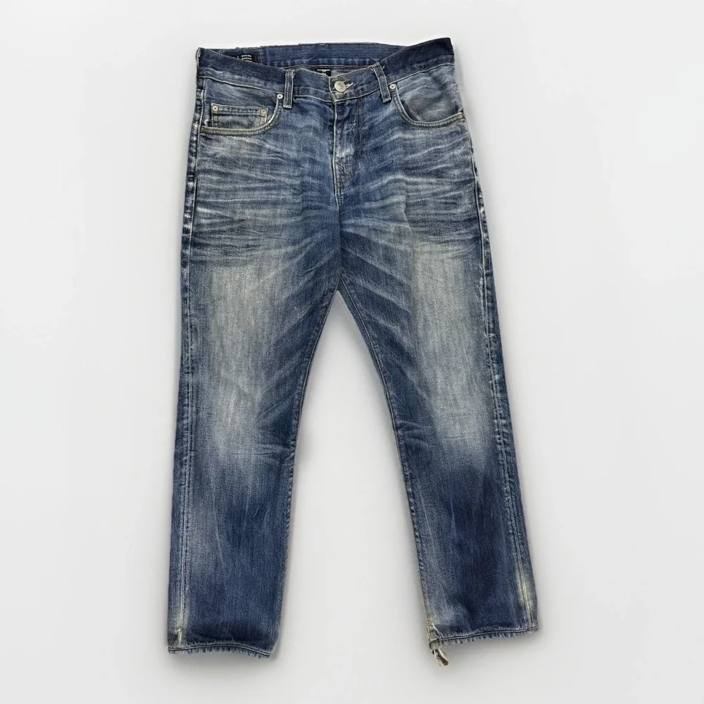 True Religion Geno Relaxed Slim Blue Jeans Mens‎ 31x29 Distressed Y2K READ